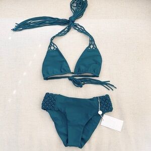 𝅺NWT MIKOH Macrame Coconut Tamarindo Bikini Set S